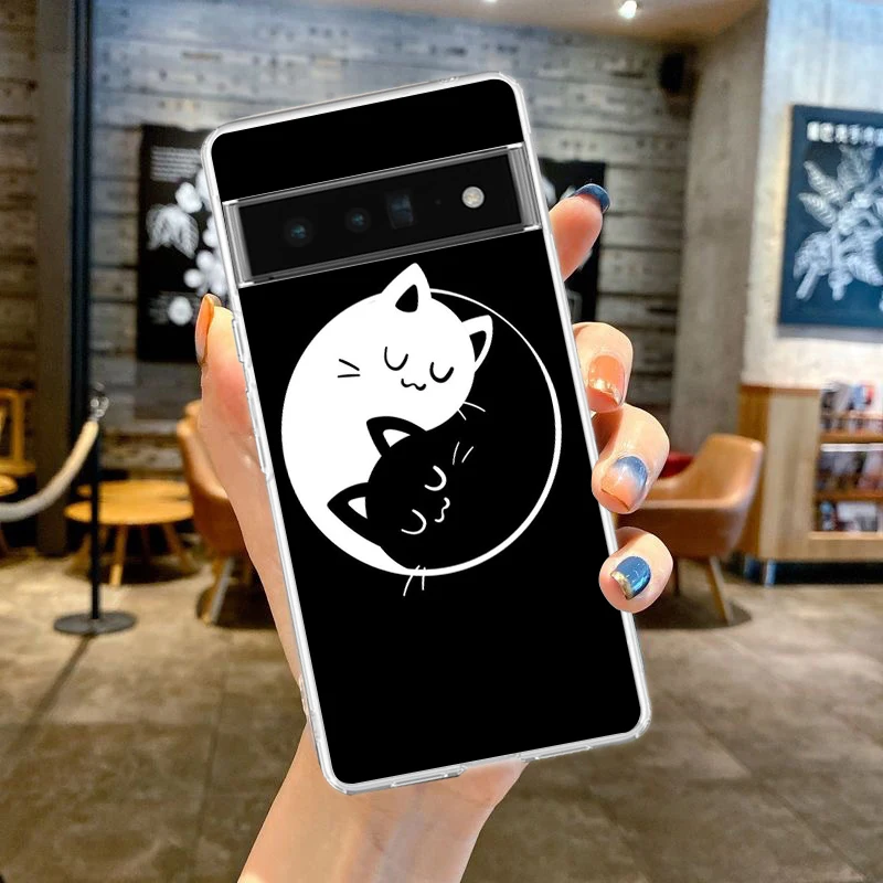 Cartoon Cat Phone Case Cover for Google Pixel 9 8 7 6 5 4 XL Shockproof Silicone 7A 6A 5A 4A 3A XL Pro 5G Transparent Shell Bags