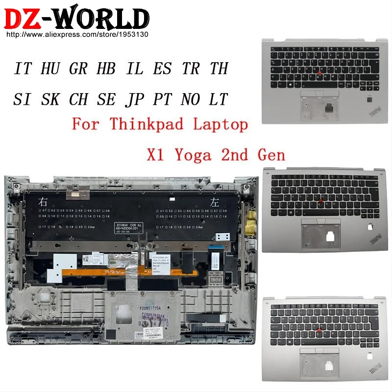 

Silver Shell Upper Case Palmrest Cover With Backlit Keyboard For Lenovo Thinkpad X1 Yoga 2nd Gen2 G2 01LV034 01LV033 01LV020 01L