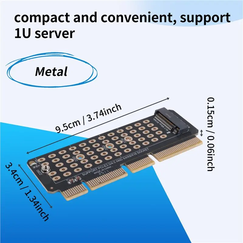 Exquisite-M.2 NVME To PCI-E 4.0 Adapter Card M.2 M-KEY Slot Supports 1U Server