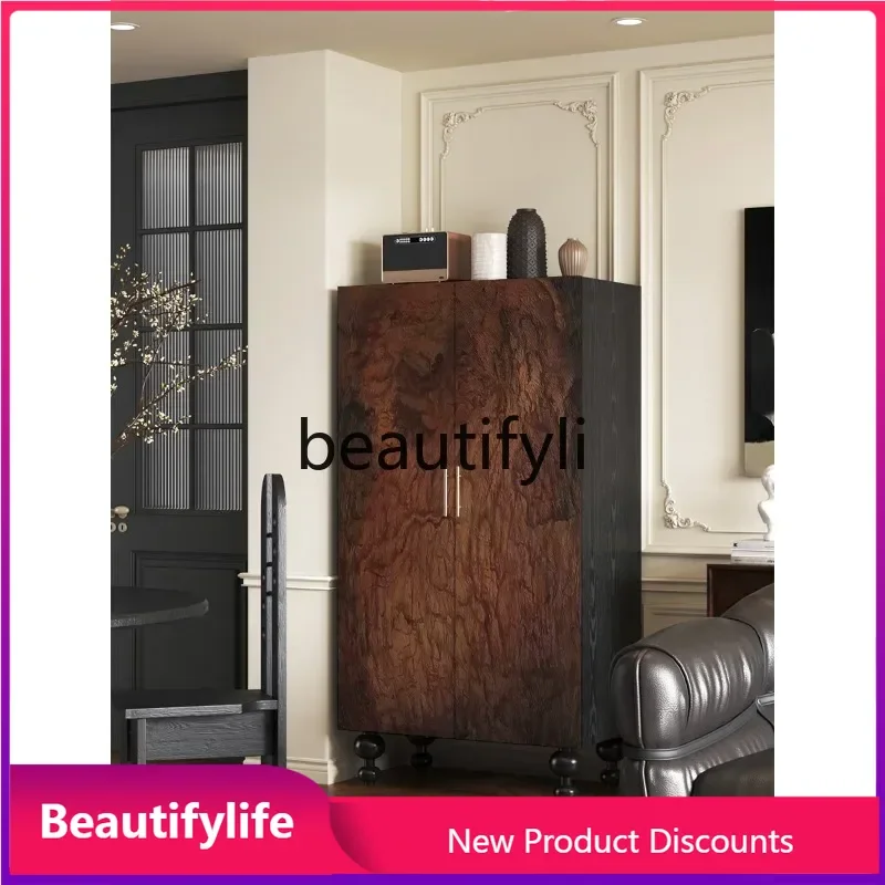 

CC French Retro Solid Wood Wardrobe New Model Cloakroom Wall-Mounted Storage Cabinet Entryway Organizer