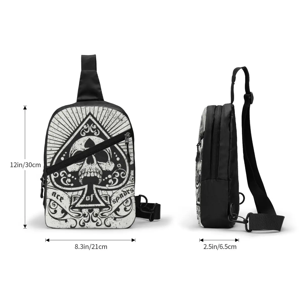 Pik Ass Cross body Sling Rucksack Männer benutzer definierte Poker Spieler Kartenspiel Schulter Brusttasche für Radfahren Camping Tages rucksack