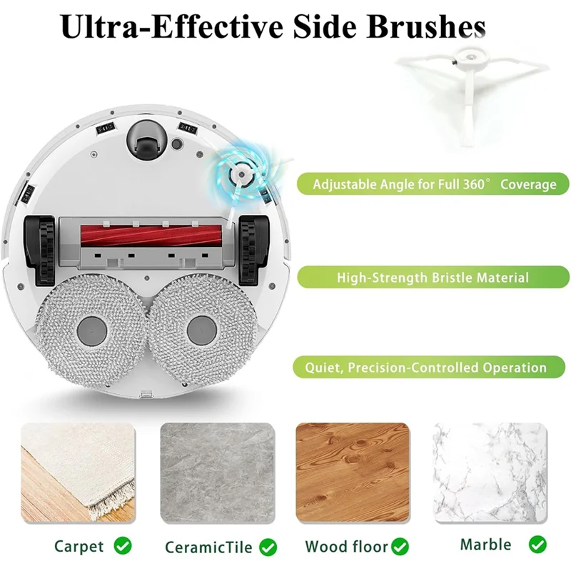 BAAO-For Roborock Q Revo/Qrevo S/Qrevo Pro/Qrevo Master/S8/S8+ /S8 Pro Ultra/Q5/Q7/Q7max فرش جانبية بديلة ملحقات المكنسة الكهربائية
