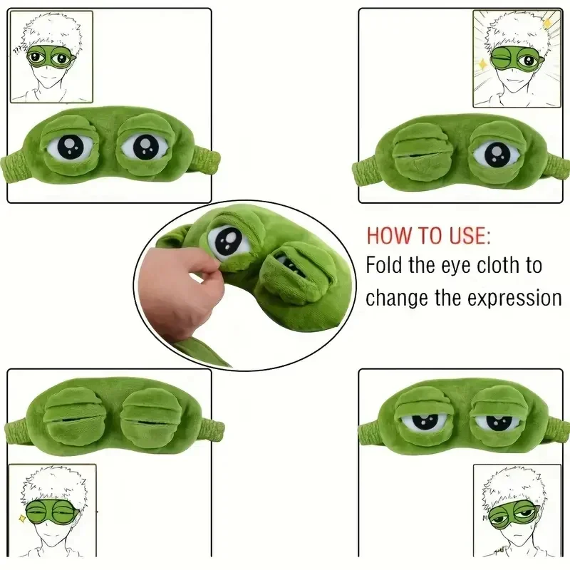 Sad Frog Sleep Mask Soft Plush Sleeping Eye Mask Travel Eye Block Patch Shade Eye Rest Kid Adult Eye Patch Relax Massage