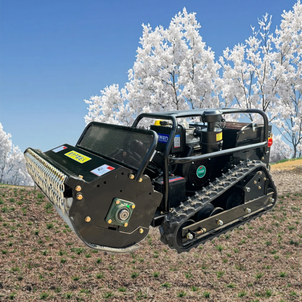 Source Manufacturers Intelligent Diesel-Crawler Lawn Mower Remote Control Orchard Haying Field Grass Shredder Core Engine