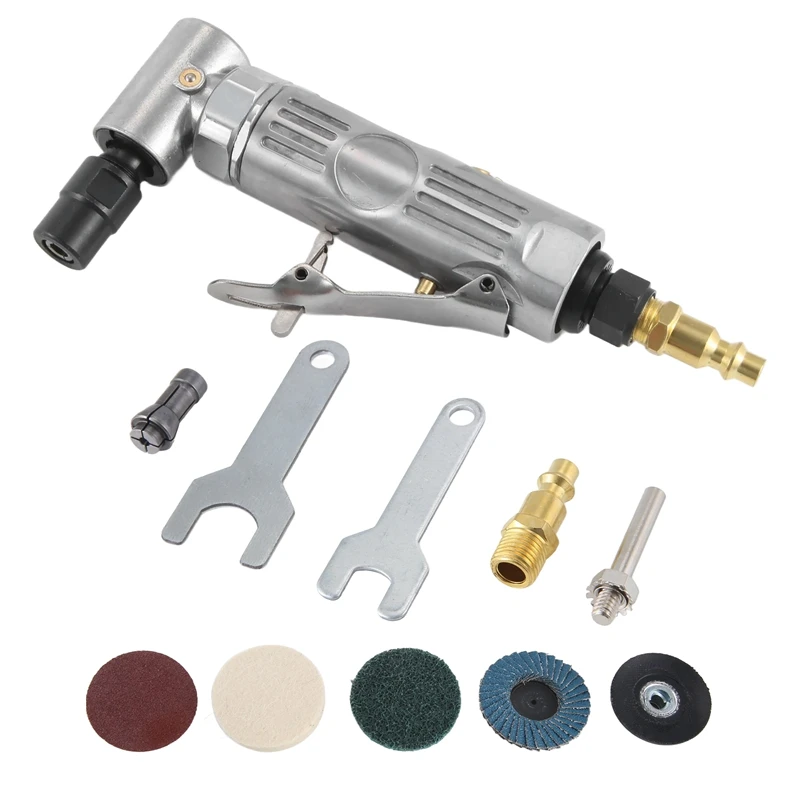 ABGG-1/4 Inch Air Angle Die Grinder 90 Degree Pneumatic Grinding Machine Cut Off Polisher Mill Engraving Tools Set With Spanner