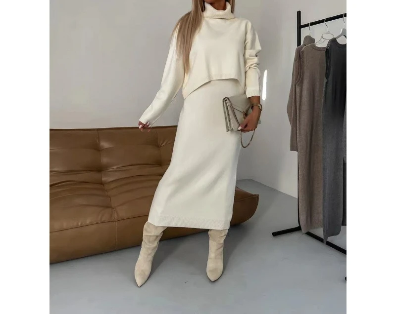2025 Autumn and Winter New Women's Clothing Lazy Style Knitted Sweater Elegant Half Skirt Two-piece Set