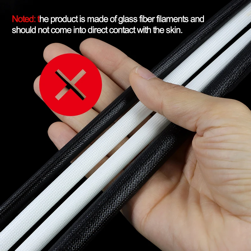 2/5/10m Black White 200°C Fiberglass Sleeve Diameter 1mm - 25mm High Temperature Silicone Resin Coated Glass Fiber Tube Sleeving