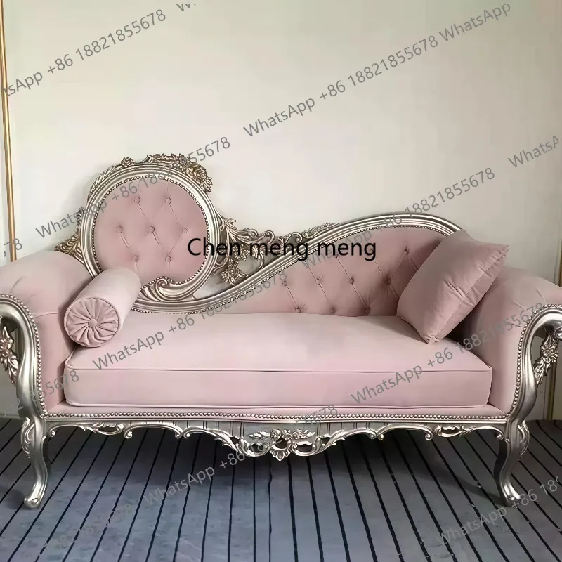 French luxury solid wood carving flower concubine chair, high-end living room beauty couch and concubine chair