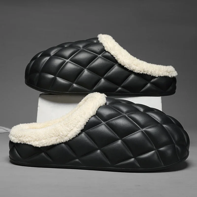 Winter warm, velvet and thickened cotton slippers for men, comfortable, fashionable and lazy for couples to wear outside