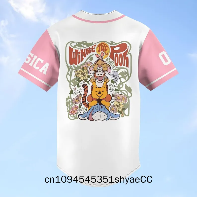 Winnie The Pooh Baseball Jersey, Pooh And Friends Jersey For Team, Disney Cartoon Baseball Shirt, Pooh Bear And Co Summer T-Shir