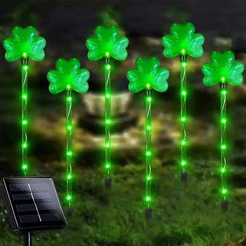 Коренастые огни ко Дню Святого Патрика, садовый декор, фонари на солнечной энергии, двор, искусство, украшения ко Дню Святого Патрика, счастливый знак, зеленый цвет