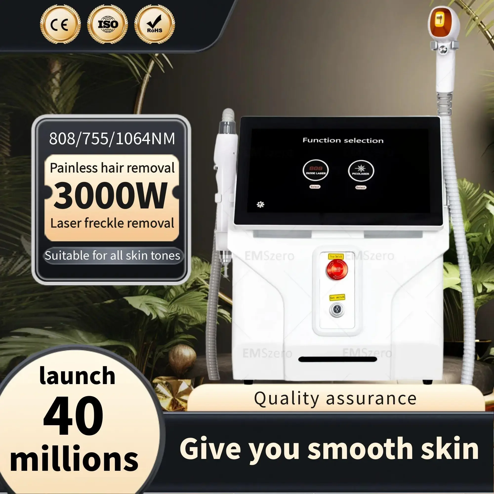 

Diode Laser Painless Hair Removal Can Eliminate Erythema And Tattoos In A Few Seconds. 2 In 1 Latest Machine