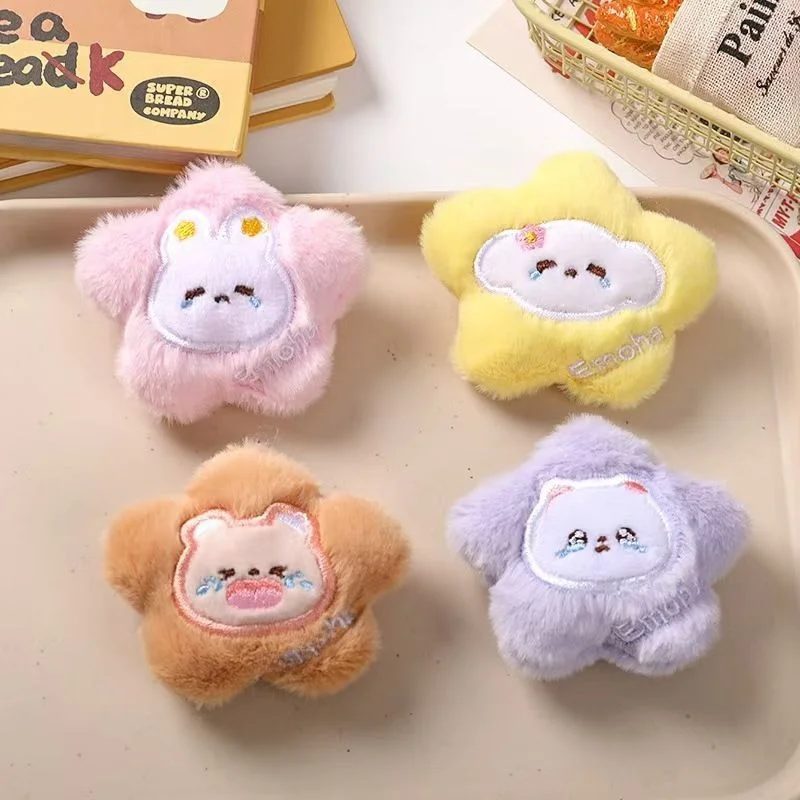 adoravel-chaveiro-de-pelucia-estrela-urso-coelho-acessorio-de-brinquedo-fofo-e-peludo-material-de-algodao-pp-universal-pequeno-enfeite-penduravel