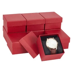 Paper Gift Boxes, 3.46×3.21×2.09 Inch Square Watch Box Kraft Jewelry Gift Box with Pillow Cardboard Bracelet Storage Box