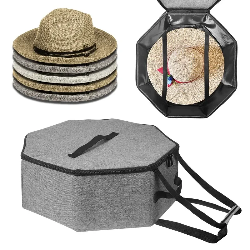 Traveling Cowboy Hat Storage Case Hat Box Collapsible Hats Box Holder Organizer Case with Zipper for Cowboy Hats Fisherman Hats