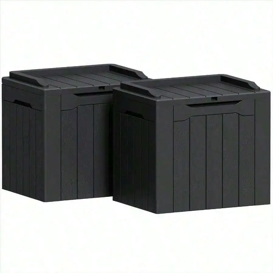2-Pack 31-Gallon Outdoor Deck Box All-Weather Storage Container For Patio Furniture Garden Tools Package Delivery Black