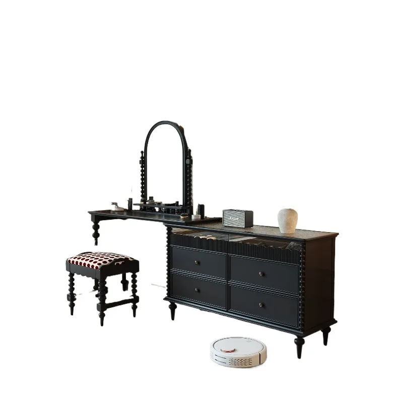 

French vintage style dresser chest of drawers can be rotated all solid wood bedroom storage cabinet dressing table