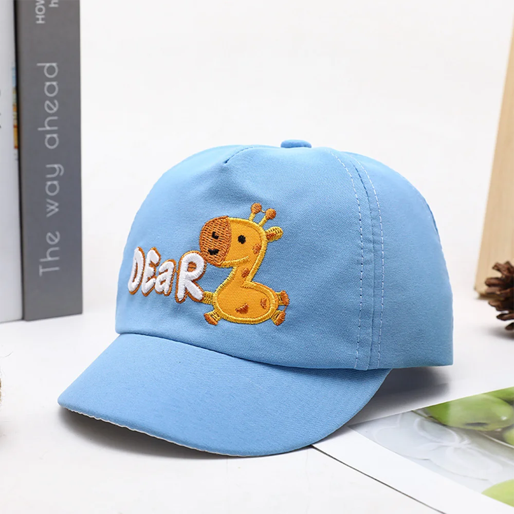 Cartoon Deer Children\'s Baseball Cap Cheap Blue Boys Girls Hat Caps For Kids 3-12 Month