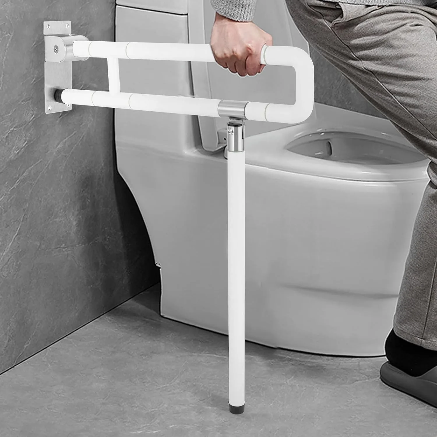 Toilet Handle, Disabled Toilet Grab Bar, Bathroom Stand Assist Toilet Holder Handle, Foldable, Maximum Load Capacity 100 Kg