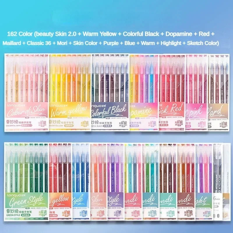 9/198 Colors Morandi Gel Pen Handbook Pen 0.5mm Students Writing Pen Painting Drawing Art Markers Stationery School Supplies