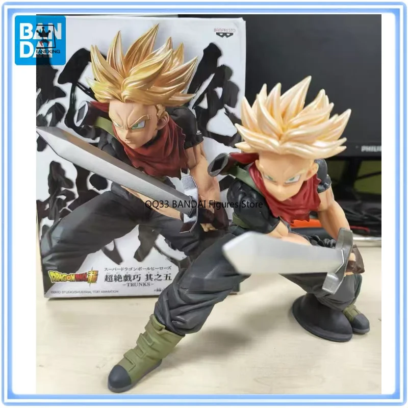 

Bandai original Anime Dragon Ball Super Superb Skills 5 Saiyan Trunks Action Figure Model Desktop Ornaments Collectibles