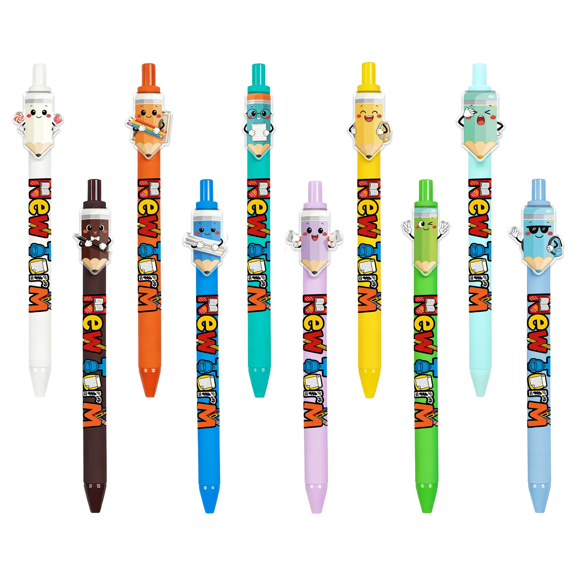 

10 забавных карандашей, персонализированные творческие ручки, шариковые ручки, подарки для студентов, милые ручки для нового учебного года.