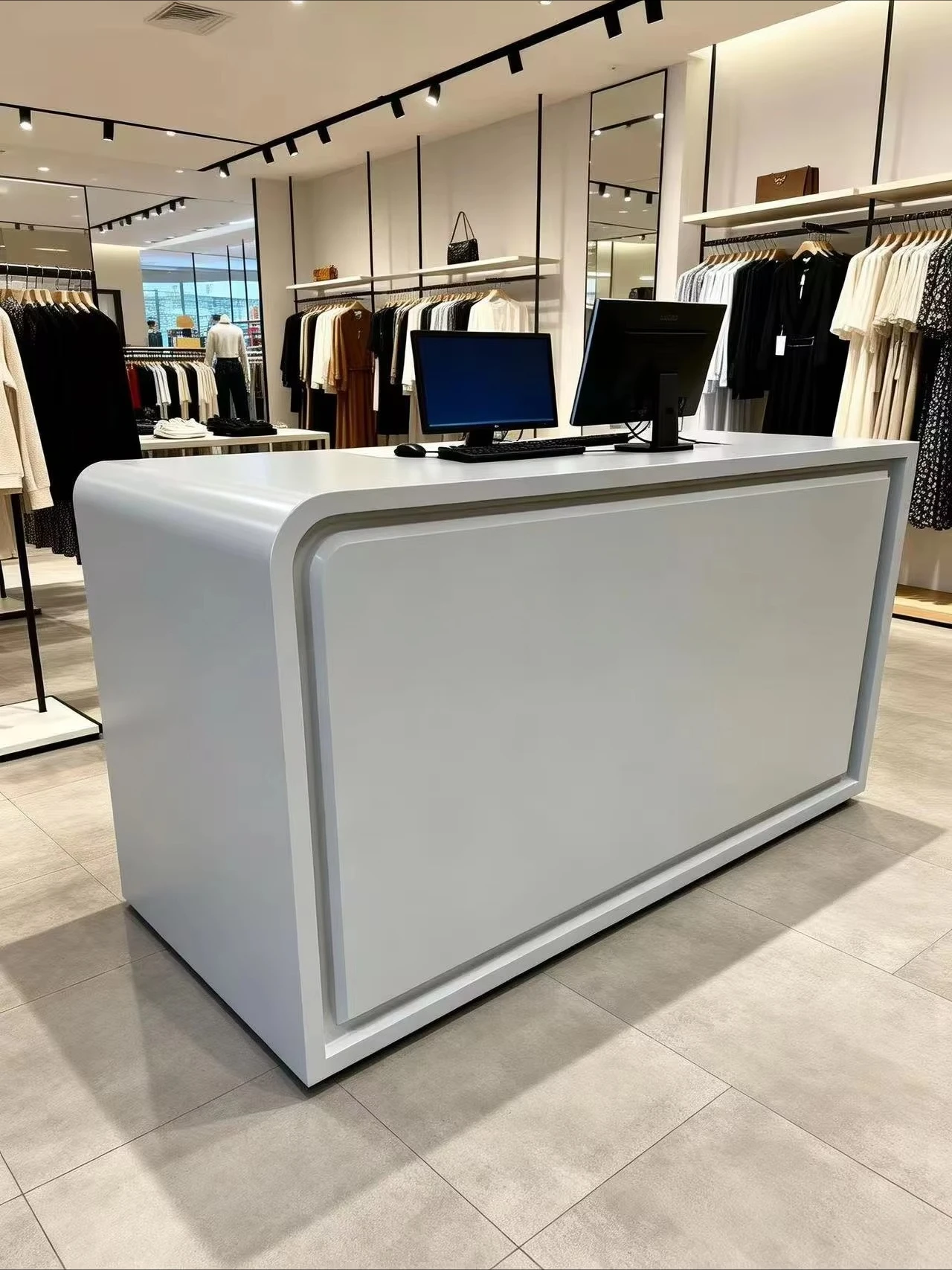 

jk-White Painted Wood Checkout Counter Reception Counter for Companies Beauty Salons Clothing Stores Hotels Cashier Desk&