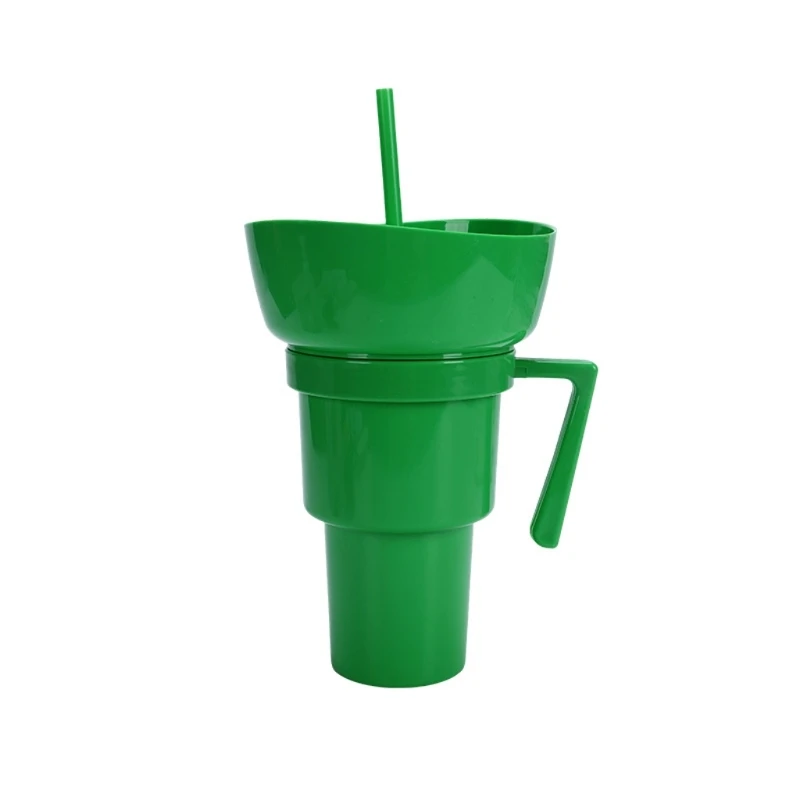 lanche e bebida, tigela bebida combinada multifuncional, recipiente portátil lanche, milho com alça e canudo