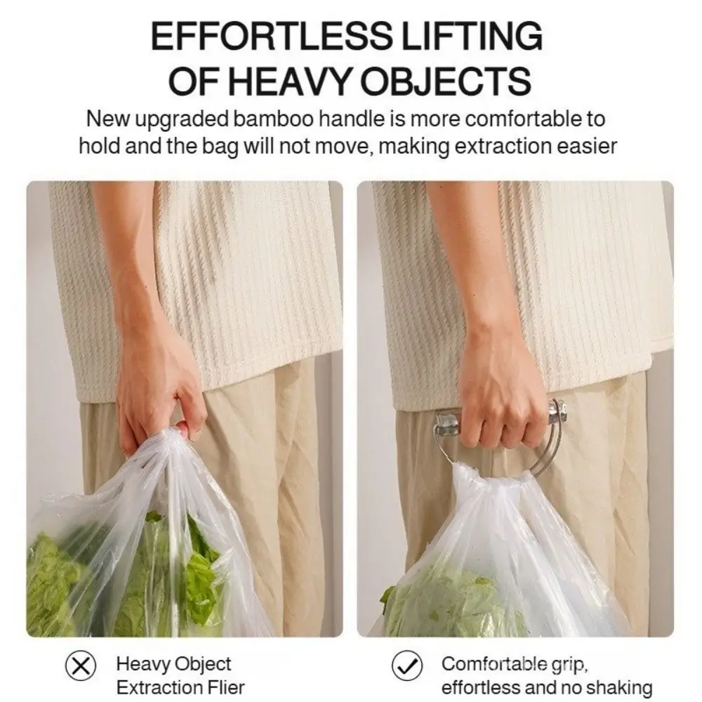 Stainless Steel Grocery Bag Handle Grip Labor-saving Bamboo Joints Vegetable Carrier Strong Load-bearing Grocery Bag Holder Clip