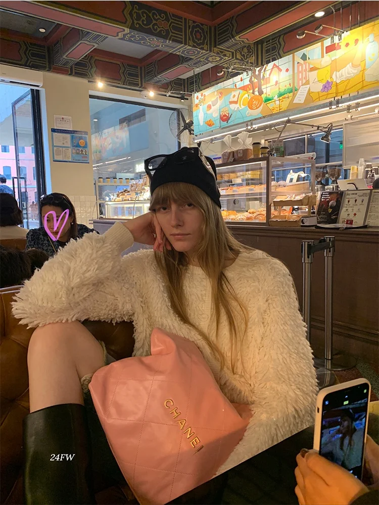 

Women's ort Knitted Cardigan Autumn Winter New Sle Fluffy Handmade Feel FFU Top Button round Ne Long Sve Slim Fit