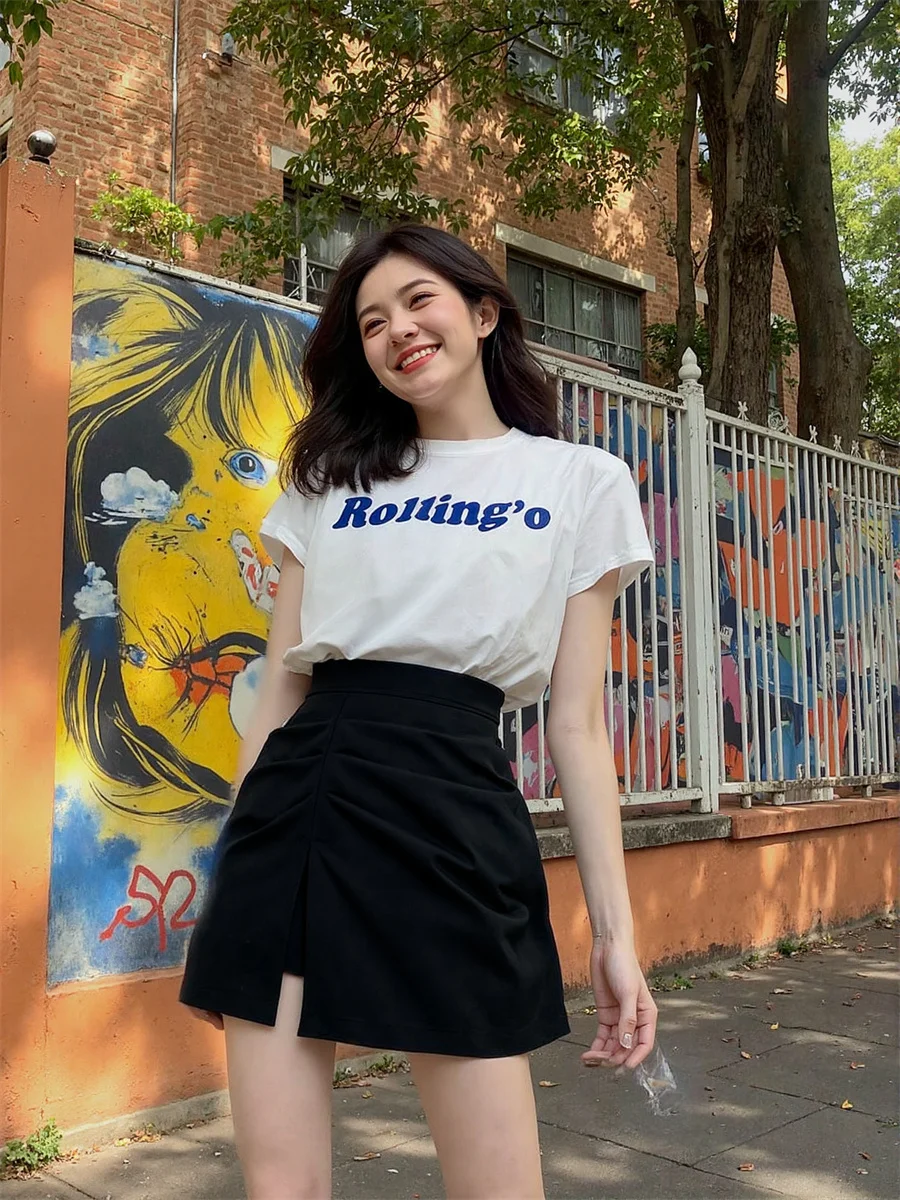 

Pleated Hem Slit White Black Skirts Womens Skorts Tennis Sports Fitness Dance Ballet Petticoat Stretchy Slimming Youth Chic