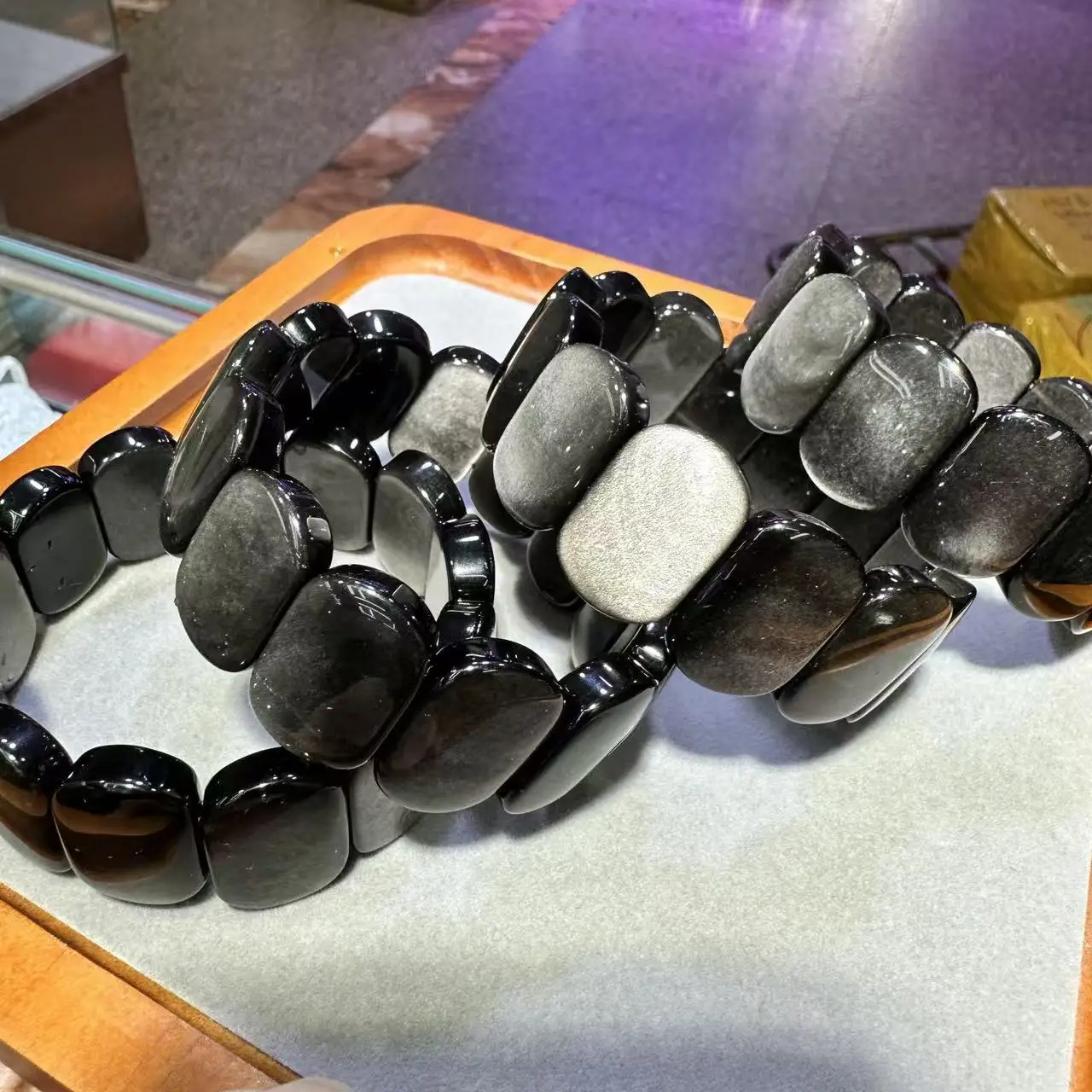 

Natural Silver obsidian Stone Bracelet For Women Lady Men Love Gift Charm Reiki Crystal Bead Gemstone Jewelry Strands Wholesale