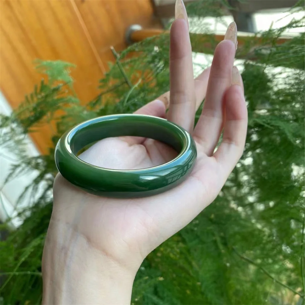 Hetian Jade Bracelet Spinach Green Natural Authentic Bracelet For Mother To Mother-In-Law