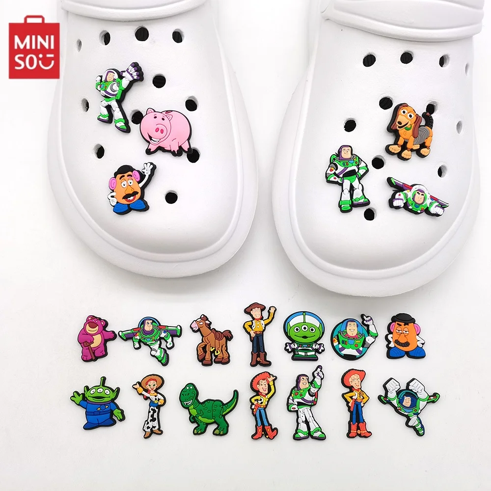 MINISO 1-20Pcs Cartoon Buzz Lightyear Shoes Buckle Cute Cartoon Diy Shoes Decoration Shoes Charm Accessories Summer Sandals Clog