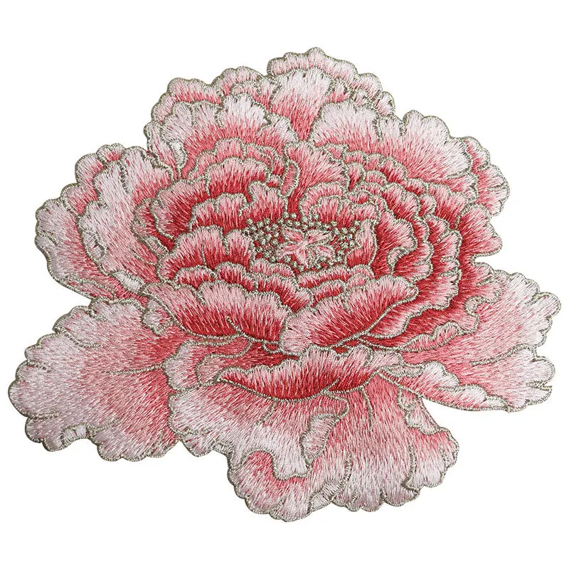 1 pezzo AHYONNIEX di alta qualità peonia abbigliamento Applique ricamata toppe fiore cucire su Patch 9 colori