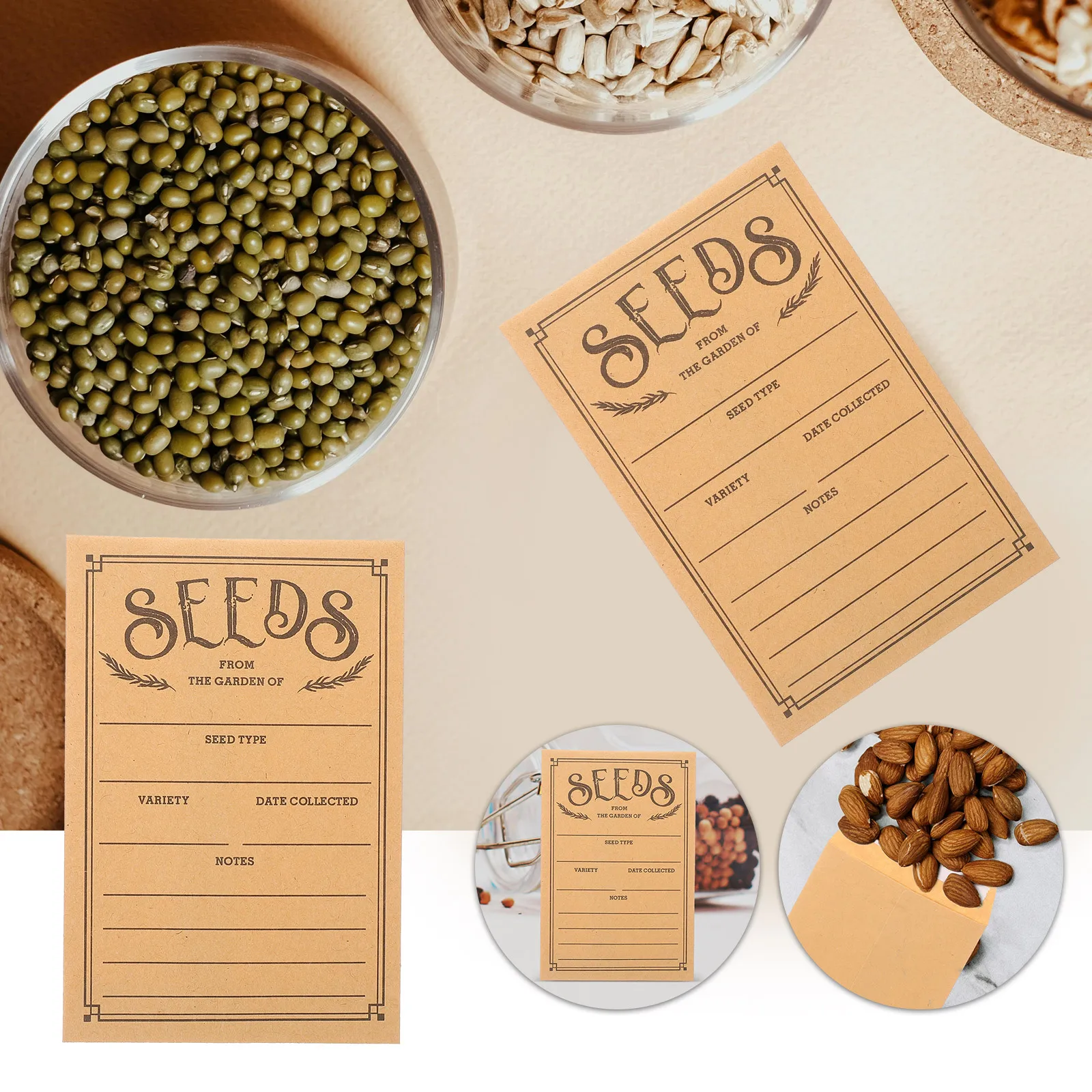 

50pcs Paper Packets Seeds Multi-Use Kraft Envelopes Cash Coin Packaging Envelopes For Seed Storage Organizing Solution Seed