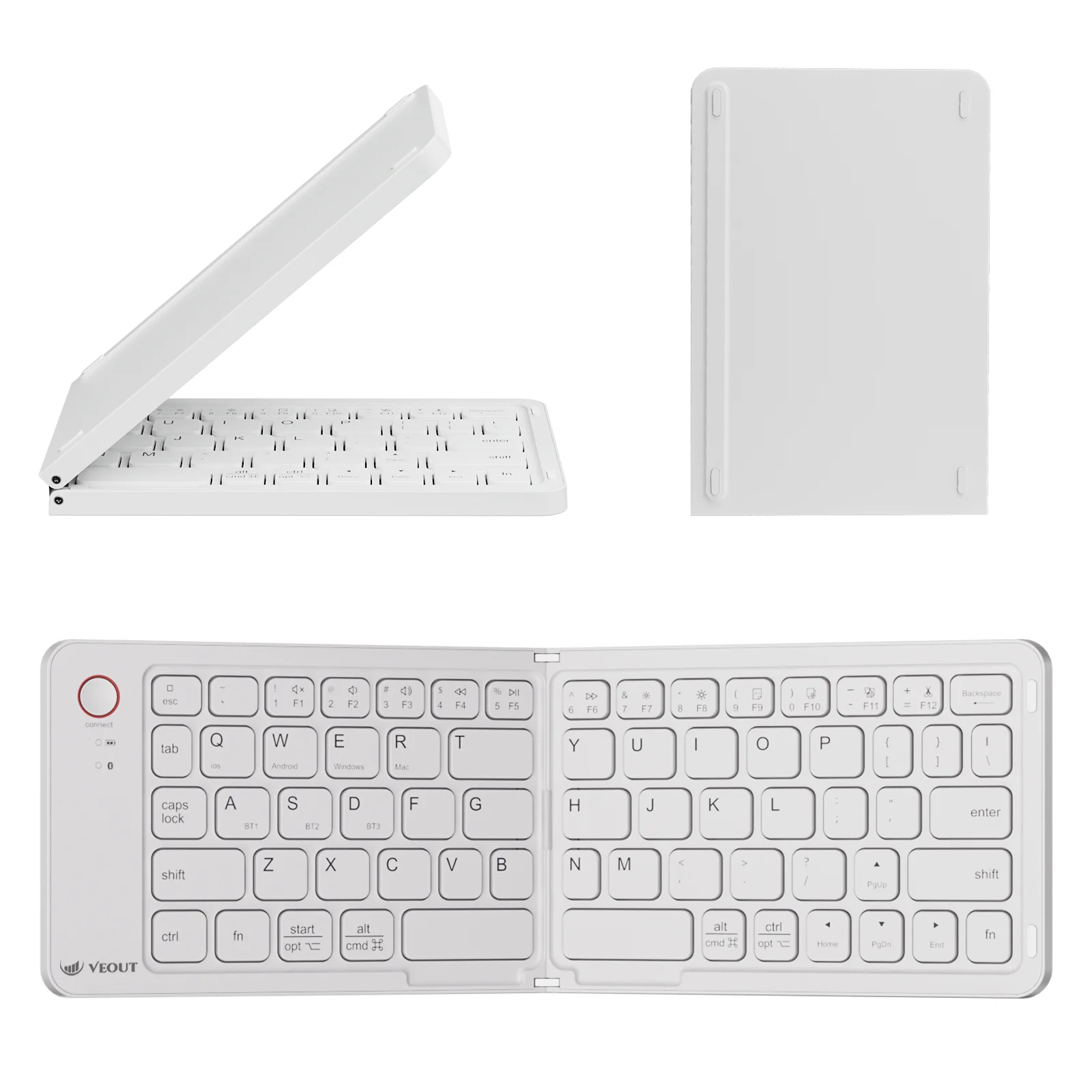 

Беспроводная складная клавиатура VEOUT E4 — доступна в диапазоне цвета, включая черный, белый, розовый и фиолетовый; Компактная, проводная связь
