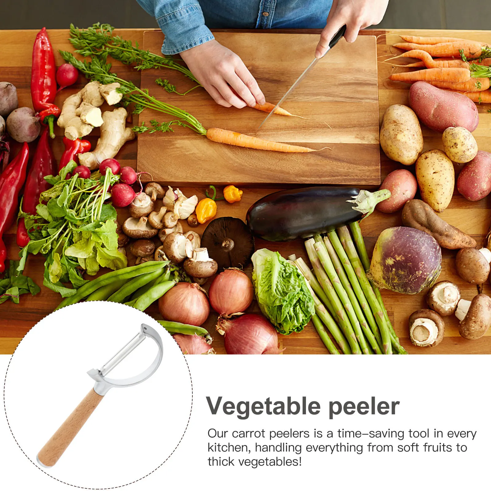 مقشرة فواكه بمقبض خشبي ممتاز من الفولاذ المقاوم للصدأ للخضروات والبطاطس والجزر والخيار ملحقات المطبخ تصميم مريح للمنزل