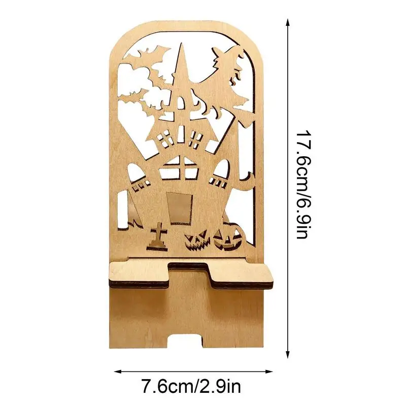Suporte de madeira para celular, criativo, suporte de halloween, acessórios de suporte para celular, ferramenta para gravação de videoing