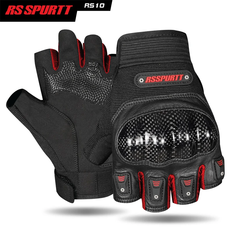 Neue Sommer Halb Finger Motorrad Carbon Fiber Schutz Ziege Haut Leder Hochwertige Reiten Motorrad Anti Drop Handschuhe