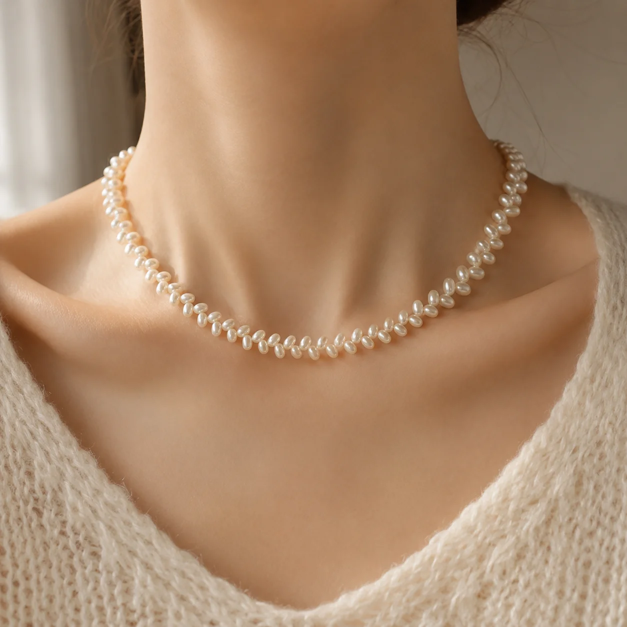 Natural Cultured Freshwater Pe - Pearl Choker Necklace Vintage recension och pris