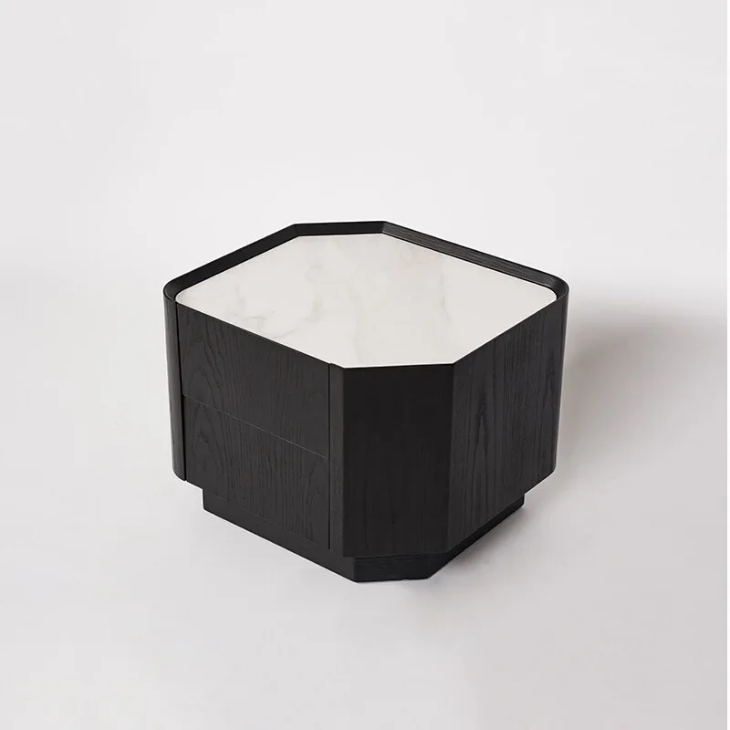 

Italian minimalist locker solid wood bedside table designer side cabinet smoked black simple modern bedside table