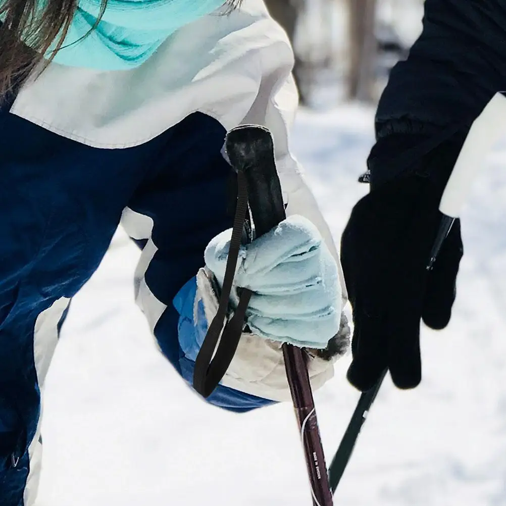 Dragonne de poignet pour bâton de Trekking, 2 pièces, bâton de Ski noir, bande dédiée pour poteaux, Sports de plein air, Nylon réglable