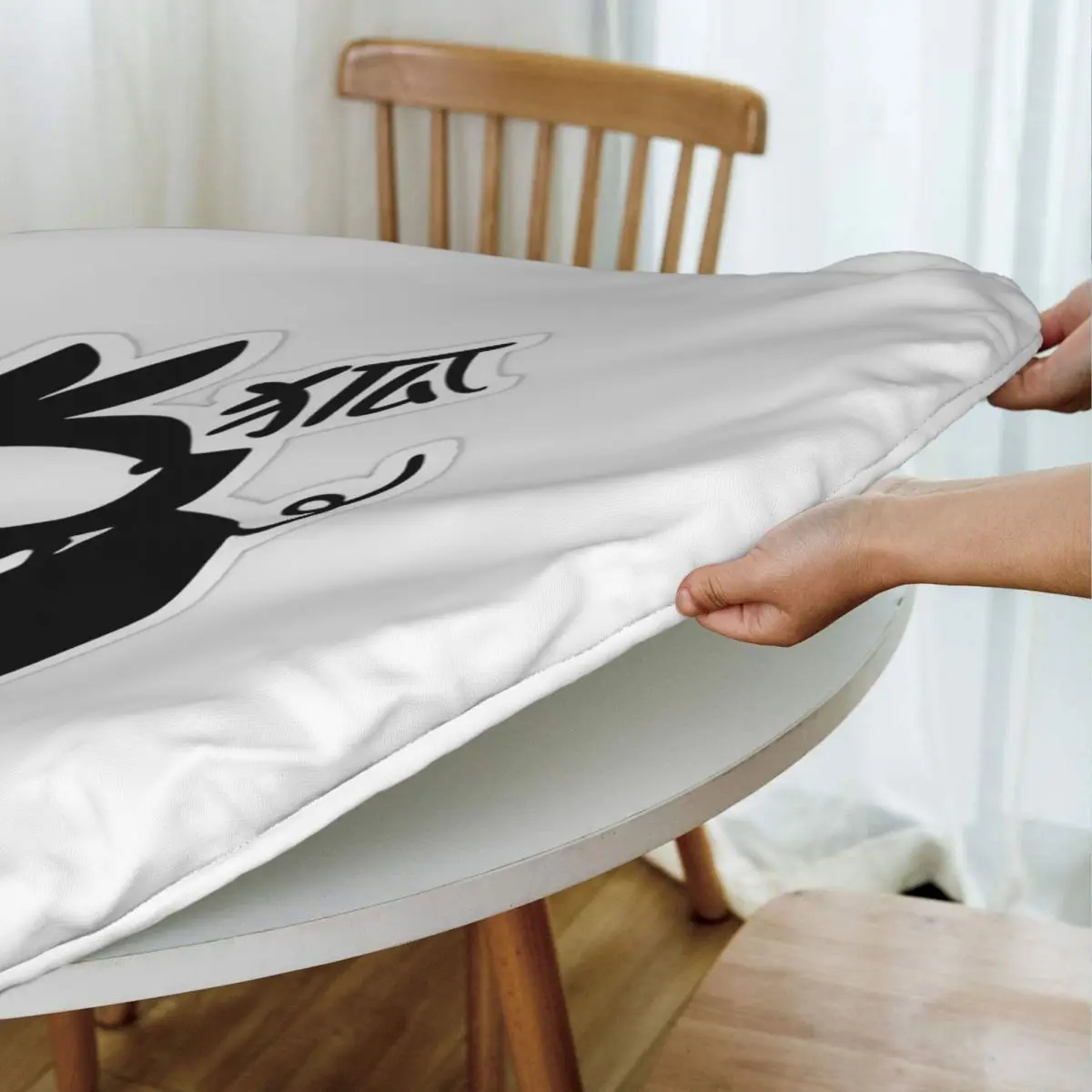 Kanji Ranma Anime Manga Waterproof Round Tablecloth Oilproof Table Cloth for Kitchen Events Dining Table Cover