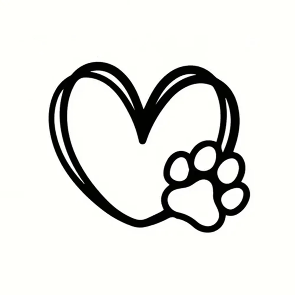 

Dog Paw Heart Design Vinyl Decal, Cute Pet Lover Sticker for SUV Truck Car Window, Waterproof PVC Auto Decor