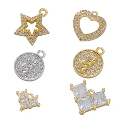 2pcs/lot, Gold color Heart Crystal Pendant Star charms for  Handmade Earrings Necklace Jewelry Accessories Wholesale VD1181