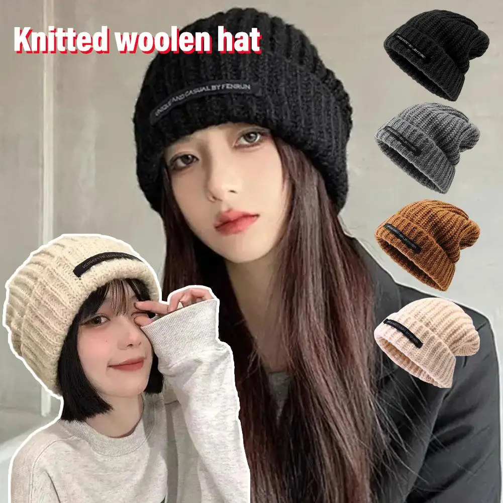 

Winter Knitted Beanies Hat for Women Baggy Slouchy Solid Wool Cap Fashion Outdoor Warm Bonnet Hoods Female Snow Ski Warmer S6M9