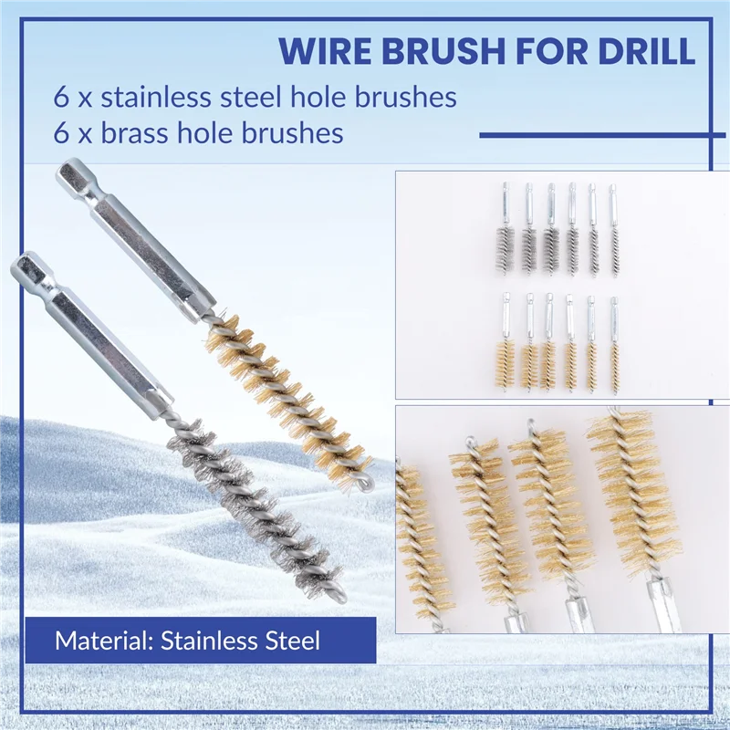 Promotion! Ensemble de brosses de nettoyage pour trous, ensemble de brosses à trous en fil d'acier, brosse de nettoyage en acier inoxydable pour perceuse à percussion électrique