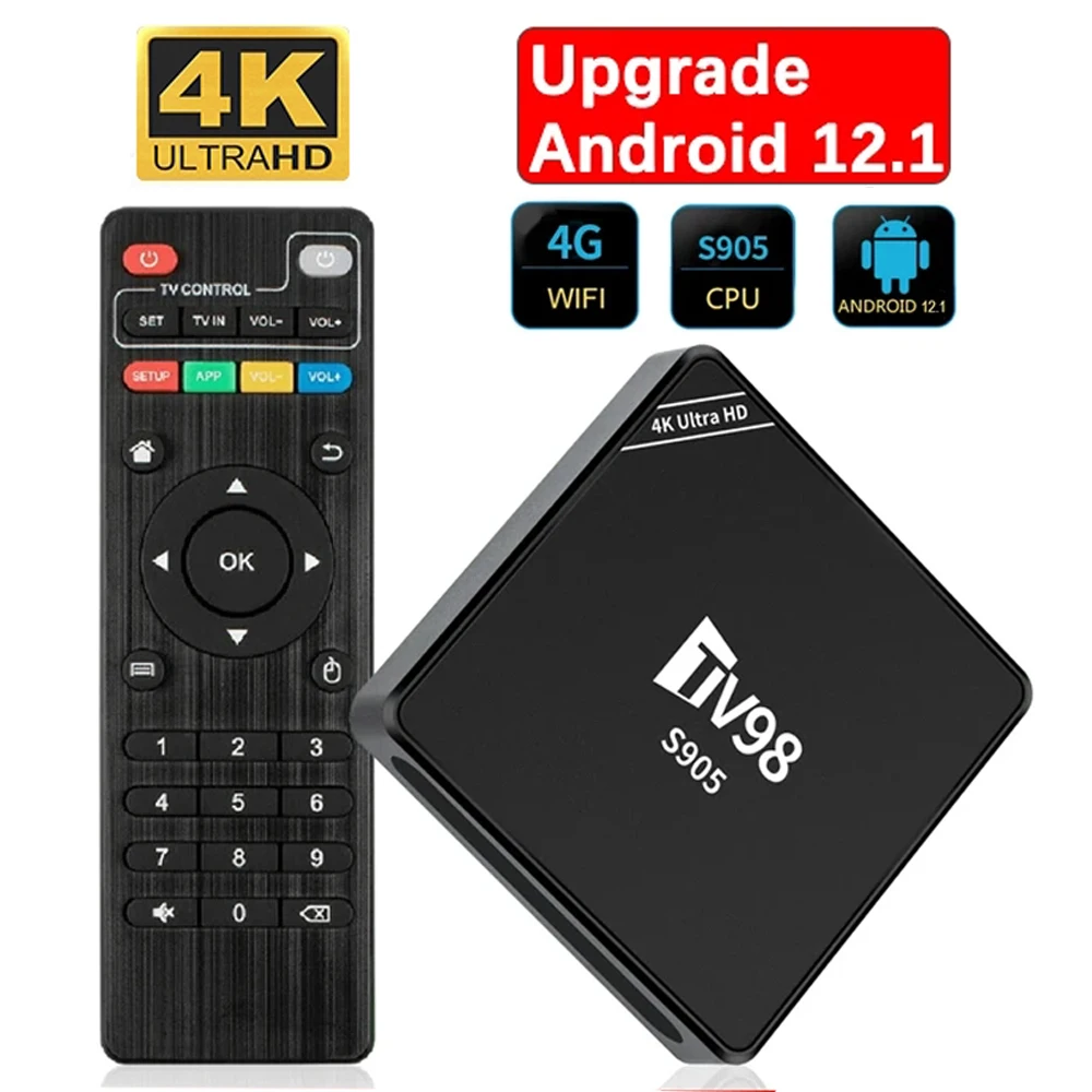 

TV98 S905 Android TV BOX HD Set Top Box 4K Amlogic S905L WiFi Android12.1 Smart TV Box Portable Media Player pk q96 max