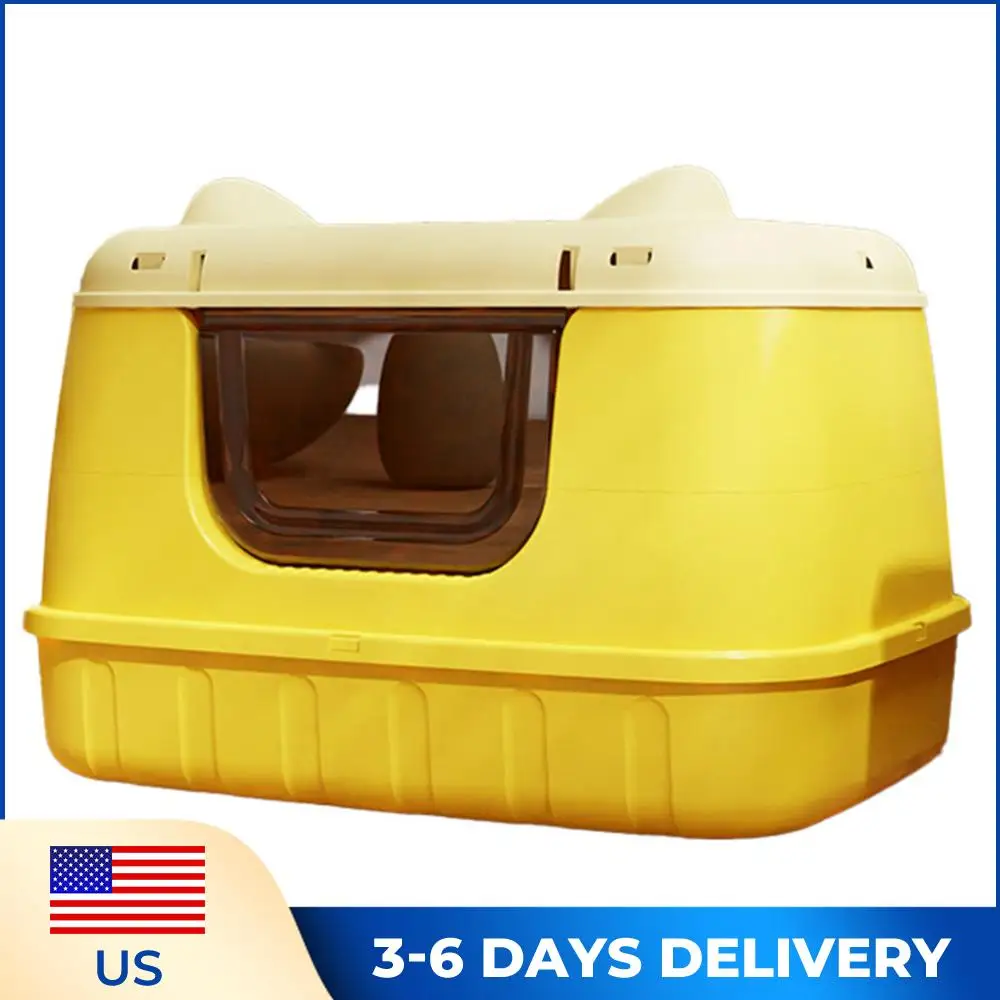 

Большой закрытый лоток для кошек с крышкой, предотвращающий разбрызгивание, для крупных пород кошек или домов с несколькими кошками.